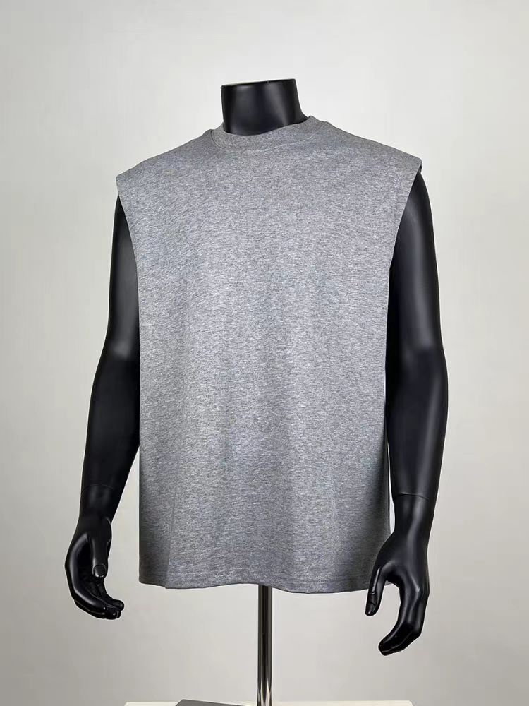 Heather Grey Oversized Mock Neck Sleeveless Gym Tank for Men