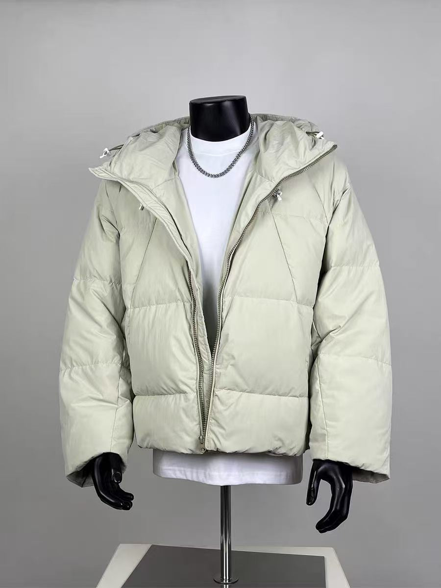 Minimalist Hooded Puffer Jacket - Sage Green