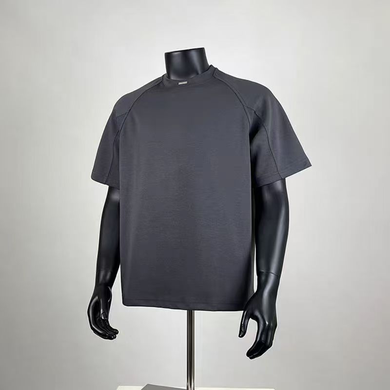 Men's Oversized Raglan Sleeve Crew Neck T-Shirt, Premium Heavyweight Cotton Casual Short Sleeve Top, Minimalist Streetwear for Summer