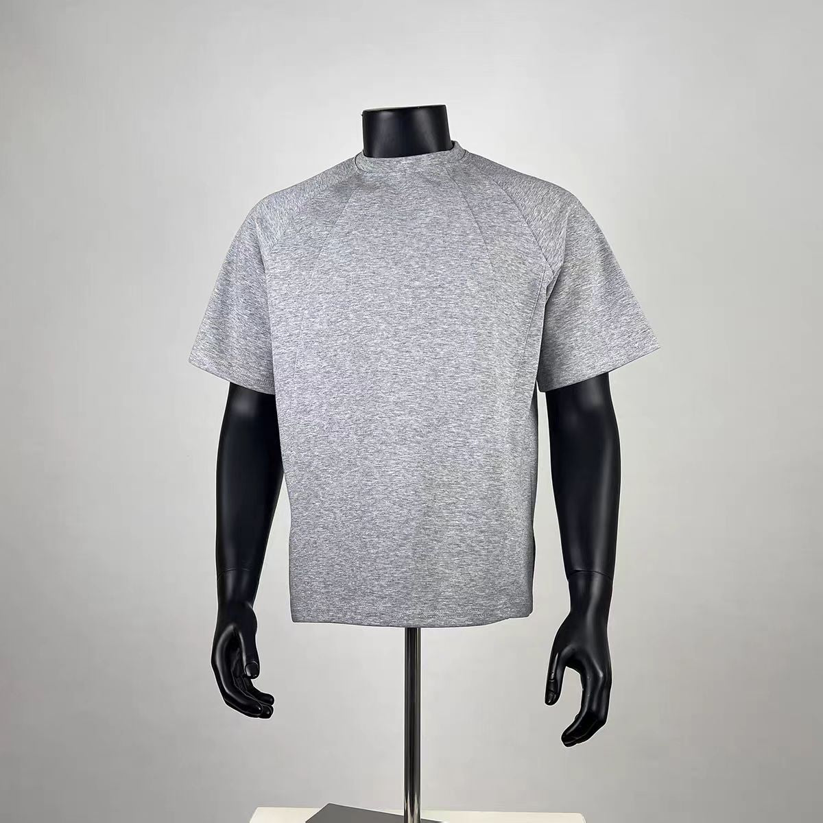 Men's Heather Grey Structured Seam Oversized T-Shirt - Minimalist Streetwear Short Sleeve Top