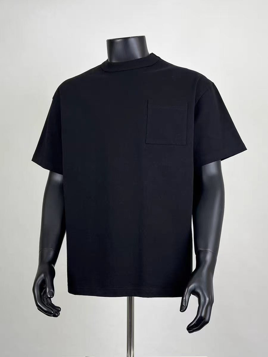 Men's Oversized Black Pocket T-Shirt, Casual Loose Fit Short Sleeve Crew Neck Tee for Daily Streetwear