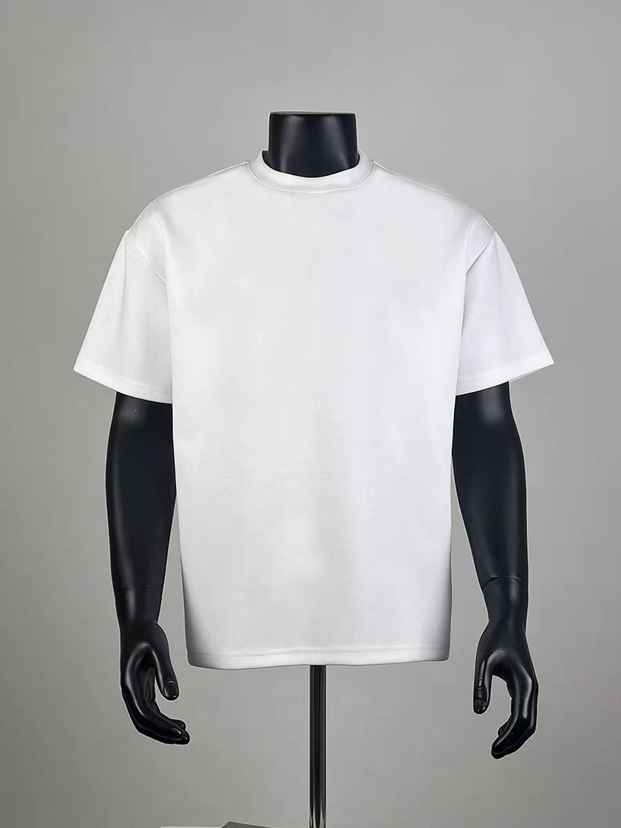 Men's Oversized Blank White Crew Neck T-Shirt, Casual Loose Fit Short Sleeve Basic Tee for Daily Wear & Customization