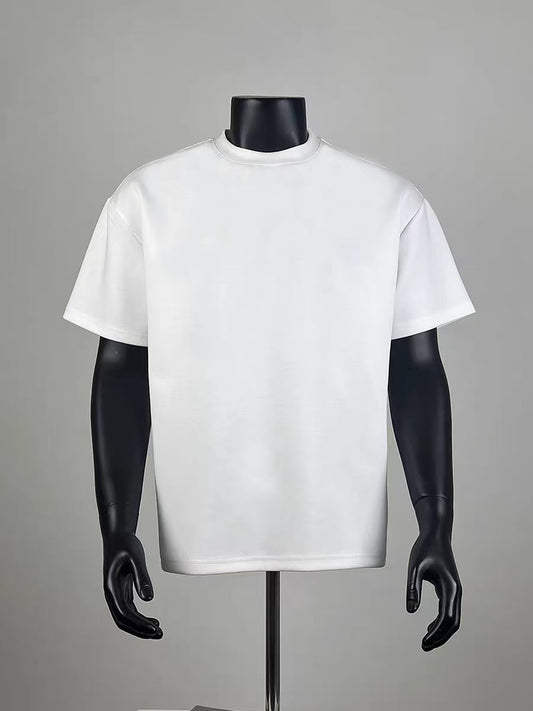 Men's Oversized Blank White Crew Neck T-Shirt, Casual Loose Fit Short Sleeve Basic Tee for Daily Wear & Customization