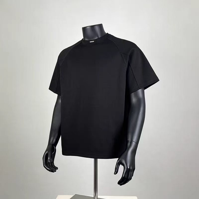 Men's Oversized Raglan Sleeve Crew Neck T-Shirt, Premium Heavyweight Cotton Casual Short Sleeve Top, Minimalist Streetwear for Summer