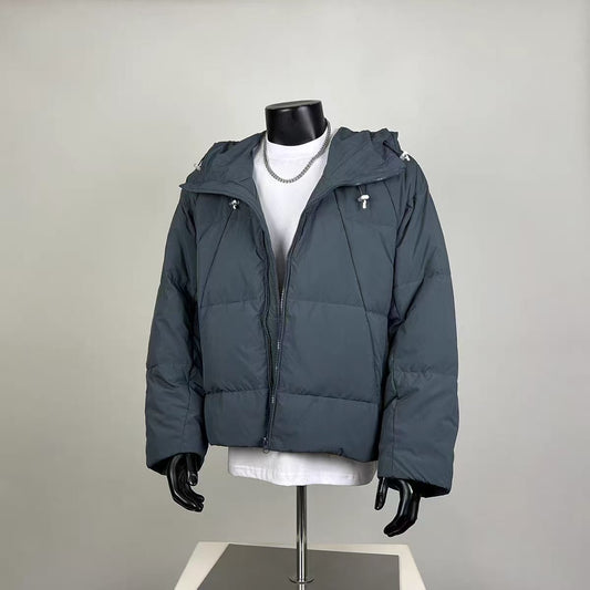 Men's Dark Gray Hooded Puffer Jacket