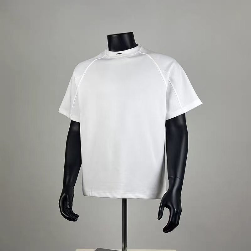 Men's Oversized Raglan Sleeve Crew Neck T-Shirt, Premium Cotton Blend Casual Short Sleeve Top, Minimalist Streetwear for Summer