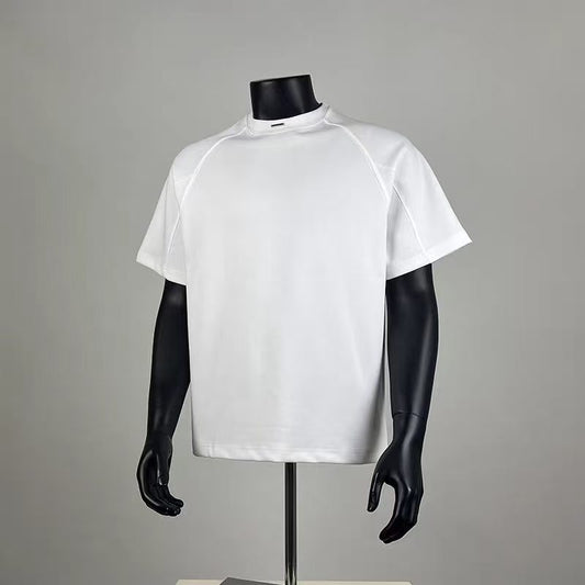 Men's Oversized Raglan Sleeve Crew Neck T-Shirt, Premium Cotton Blend Casual Short Sleeve Top, Minimalist Streetwear for Summer