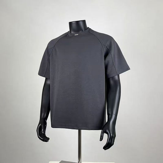 Men's Oversized Raglan Sleeve Crew Neck T-Shirt, Premium Heavyweight Cotton Casual Short Sleeve Top, Minimalist Streetwear for Summer