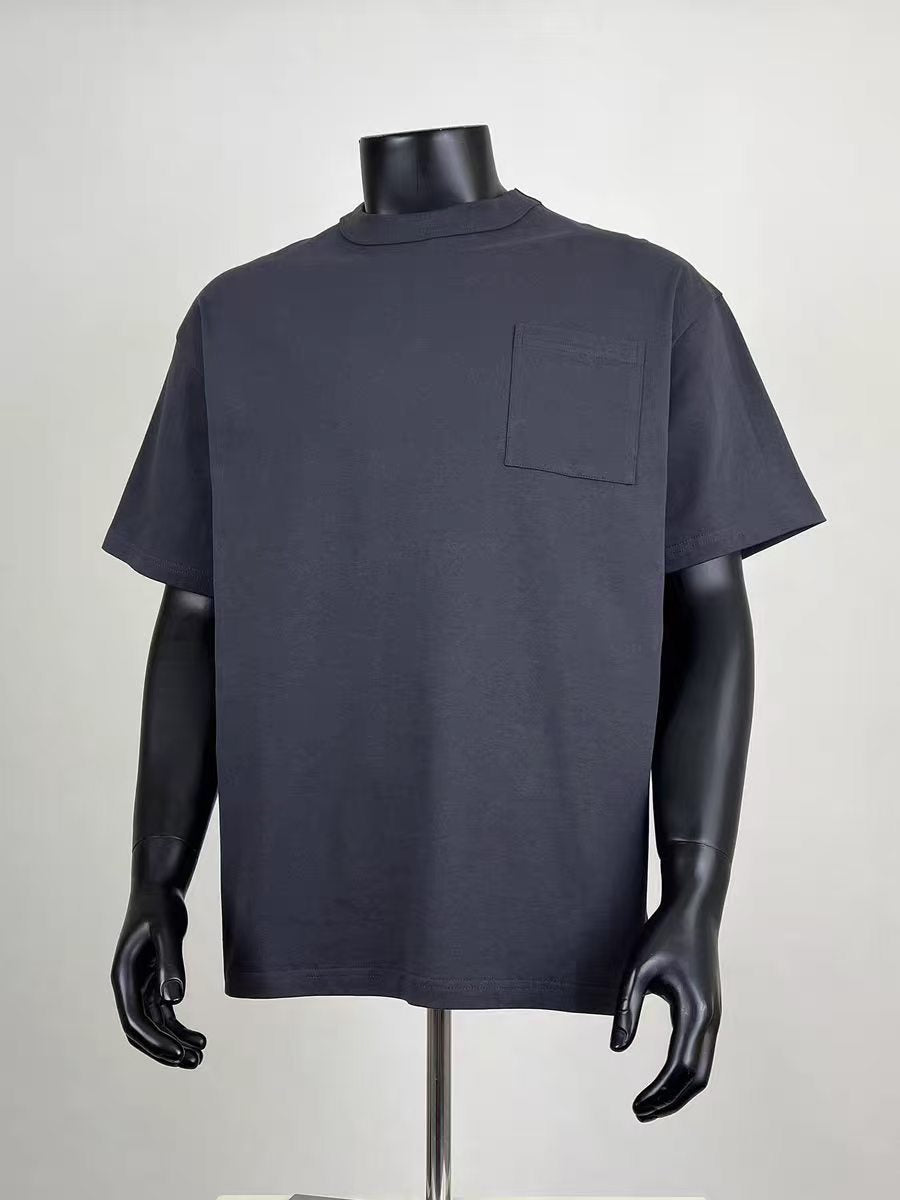 Men's Oversized Dark Grey Pocket T-Shirt, Casual Loose Fit Short Sleeve Tee for Daily Streetwear