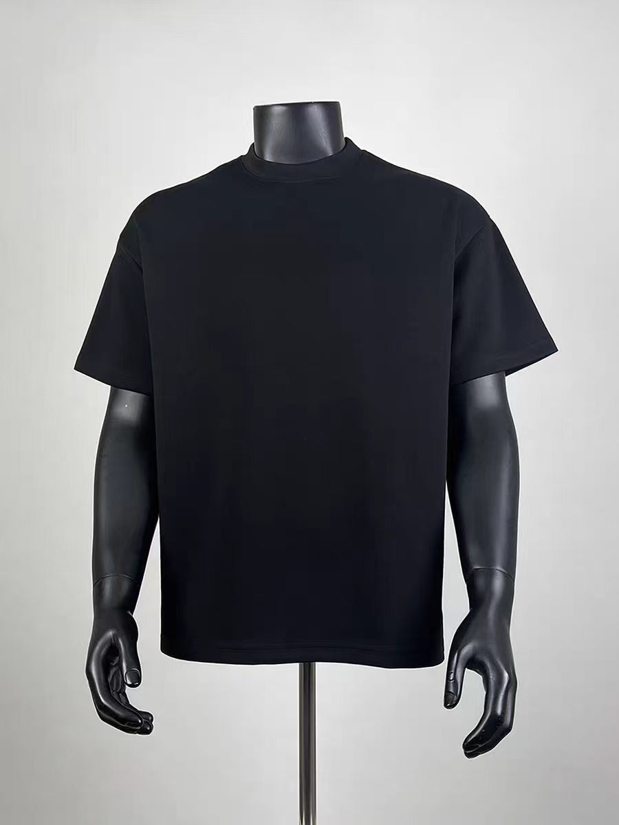 Men's Oversized Black Crew Neck T-Shirt, Casual Loose Fit Short Sleeve Basic Blank Tee for Daily Wear & Customization