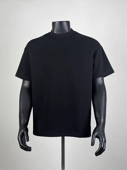 Men's Oversized Black Crew Neck T-Shirt, Casual Loose Fit Short Sleeve Basic Blank Tee for Daily Wear & Customization