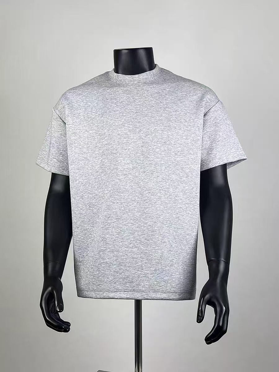Men's Oversized Heather Grey Crew Neck T-Shirt, Casual Loose Fit Short Sleeve Basic Blank Tee for Daily Wear & Customization